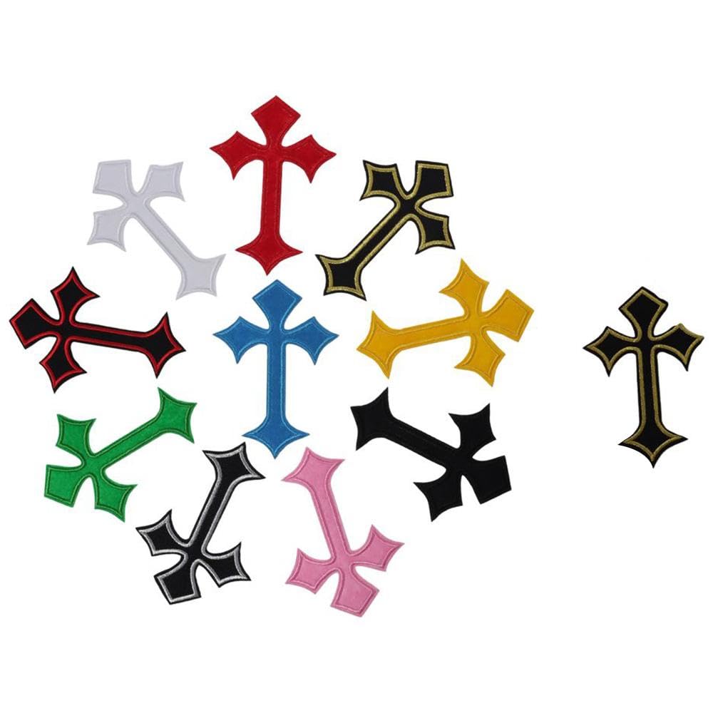 YYlingx 22Pcs Cross Patches, 11 Colors Cross Embroidered Patches Personalized Sew On Patches for DIY