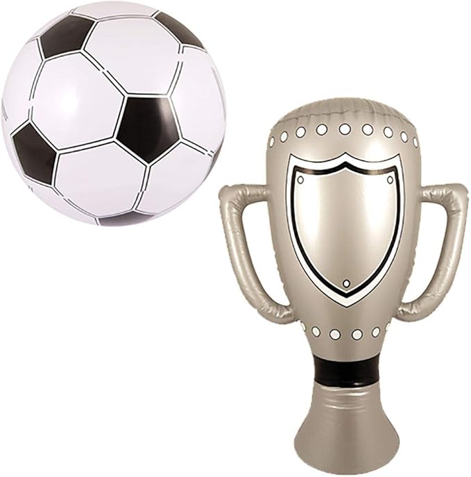 Rimi Hanger Inflatable 60cm Trophy and Football Blow up Ball Childrens Kids World