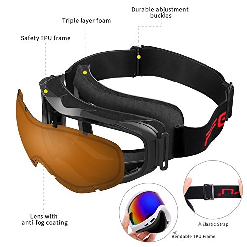 image for Uniquebella Lagopus OTG Ski Goggles Anti-fog Polarized UV400 Protectio
