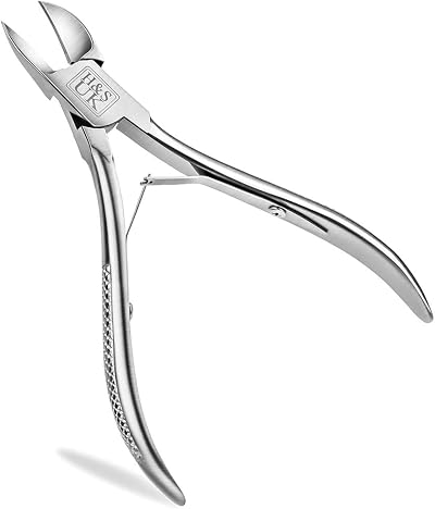 H&S Stainless Steel Toe Nail Clipper Thick Toenail Nippers 5 Inch
