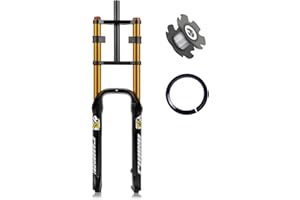 RUJIXU 20/26 inch Fat Tire Forks BMX Air Suspension Fork 20/26x4.0 eBike Front Fork Mountain Bike Forks taper1-1/2 Straight 1-1/8" Disc Brake Travel 140mm with Damping Adjustment QR 135 * 9MM 5.8lb