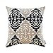 HWY 50 Decorative Couch Throw Pillows Covers 18x18 Inch Embroidered Cotton Geometric Accent Throw Pillow Cases Cushion Cover for Bed Bedroom 1 Piece Navy Blue