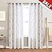 jinchan Faux Silk Floral Embroidered Sheer Curtains for Bedroom Embroidery Curtain for Living Room, 2 Panels, 84
