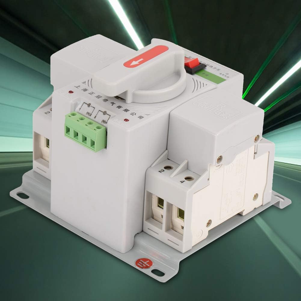 ASHATA Mini Dual Power Automatic Transfer Switch 2P 63A 220V Toggle Switch Double Power Automatic Change-Over Switch Circuit Breaker - Image 5