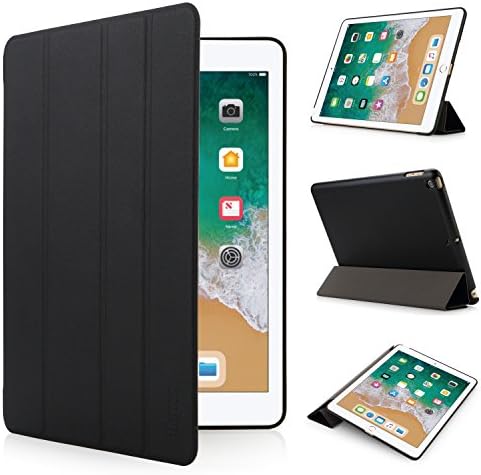 iHarbort iPad 9.7 Case 2017/2018 - Multi-Angles Smart Cover Holder Stand PU Leather Case (Black)