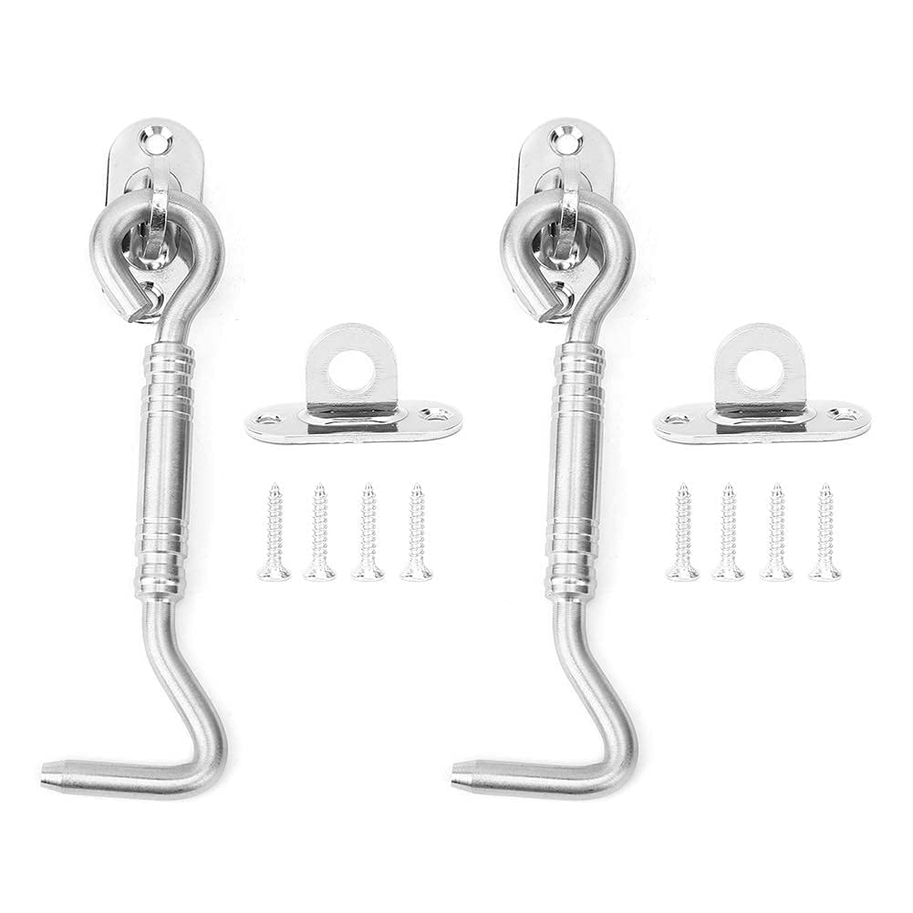 Hook and Eye Latch, 2Pcs Stainless Steel Cabin Hooks and Eye Latch Lock Heavy Duty Cabinet Latches for Doors Door Gate Window Closet Shed