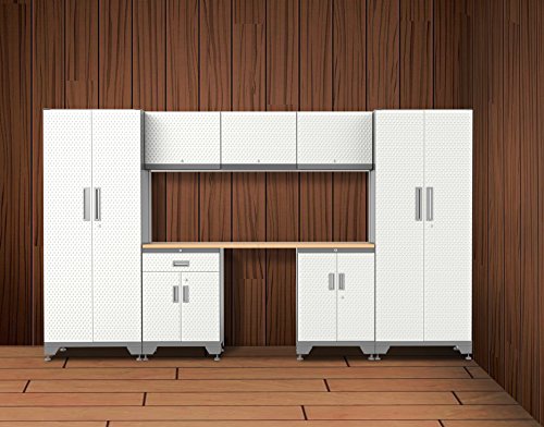 Frontier GARAGE STORAGE CABINETS LOCKERS SHELVES - Most popular new design in 2018, total 8 Piece 24 Gauge thickness, rubber wood qualified,life limited warranty, (Gray frame with White door) - Thumbnail 5