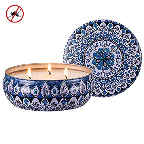 Geelywax Citronella Candles Outdoor Indoor, 14 oz Scented Candle Natural Soy Wax Portable Travel Tin Gift Set