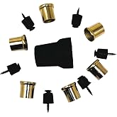 Handmade Vintage Art Walking Cane Tips Wooden Stick Bottom Rubber Brass Replacement Reinforced Rubber Foot Pad Screw Tip for Canes with Brass Collar Rubber Brass tip Set of 5 pc.