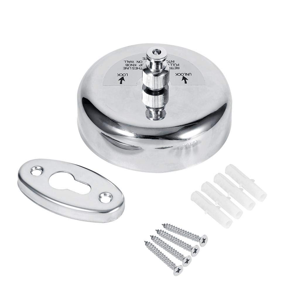 Broco Retractable Washing Line, Stainless Steel Braided Nylon 2.8m 9 Foot Wall Mounted Drying Line for Bathroom Balcony Indoor Outdoor Use Silver