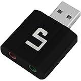 LP Sound Adapter External USB Stereo for Notebook Windows, Mac, Linux Extra Audio Source with Microphone ，（Black）