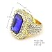 HongBoom Hot Hip Hop Rings 18K Gold Silver Plated CZ CRYSTAL Fully Iced-Out CUBAN Blue Ruby Ring (Gold/US Size 8)