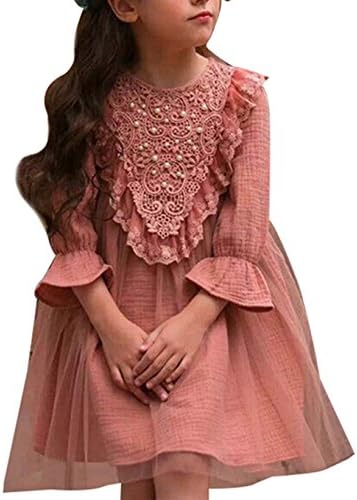 SailGoal Kids Girls Cotton Casual Flower Party Dress Pink 3-4 Years