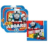 Thomas the Tank Engine Party Pack for 16 Guests - 16 Dessert Plates and 16 Beverage Napkins