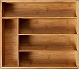 KD Organizers 5-Slot Bamboo Drawer Organizer: 13.5 x 11.9 x 2.5 Inch Tray with Dividers