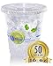 Eco Friendly Clear Cold Cups | Clear Compostable Cups - Plant Based PLA Cups | Blue Leaf Eco Products (16 oz with Lids)