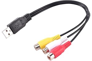 UtopixHub 1Pc USB Male Plug to 3 Female Adapter Audio Converter Video Av A/V Cable USB to Cable for HDTV Tv Television Wire C