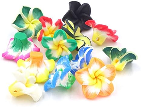 20pcs Mix Polymer Clay 5-leaves Flower Spacer Loose Fimo Beads Necklace Ornament for Jewelry Making DIY