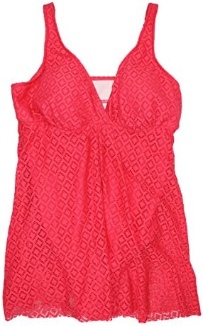 Swim Solutions Crochet Flyaway One Piece Swimdress (14, Coral)
