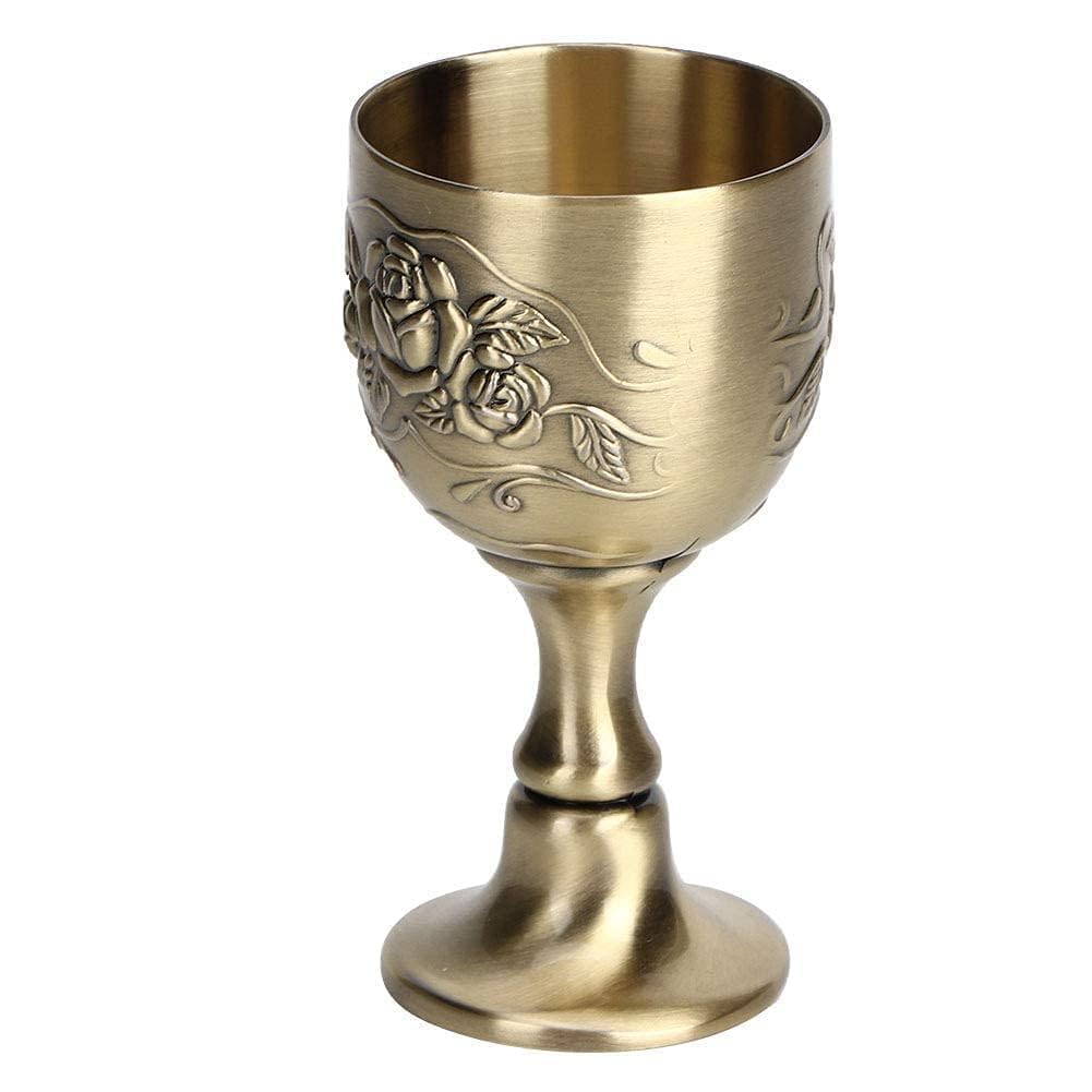 Agatige Wine Goblet, Chalice Brass Vintage Handmade King's Royal Embossed Glasses Cup Liquor Cups for Drink Coffee, Beer, Whiskey, Milk, Cocktail