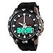 Gosasa Men's Solar Power Military Dual Time Zones Slide Rule Silicone Band Sports Wrist Watch (Coffee)
