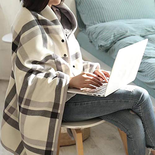 Julvie Winter Sherpa Wearable Throw Blanket Shawl Scarf,Oversized Fleece Plush Blanket Poncho Cape Shawl Coat, Plaid TV Sofa Couch Cozy WarmBlanket