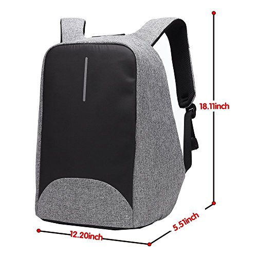 15.6 inch USB Charging Laptop Backpack, UBaymax Anti Theft Security Backpack Waterproof Lightweight Computer Notebook Bag Canvas Daypack for Men Women School Business Travel Outdoor Activities (Grey)