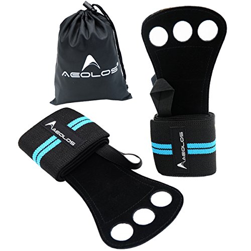 AEOLOS Gymnastics Hand Grips/Gloves with Wrist Wrap Support -Perfect for WODs,Pull up,Power Weightlifting,Kettlebells and Gym Workout