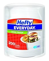 Hefty Everyday Foam Plates (White, Soak Proof, 9-Inch, 200 Count)
