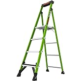 Little Giant MightyLite 6 ft Fiberglass Stepladder, Ground Cue, 15406-001 | Lightweight Slim-Profile Ladder, Full-Size Standing Platform, Wide Anti-Slip Steps, Tool Top Cap, 375 lbs. Weight Rating