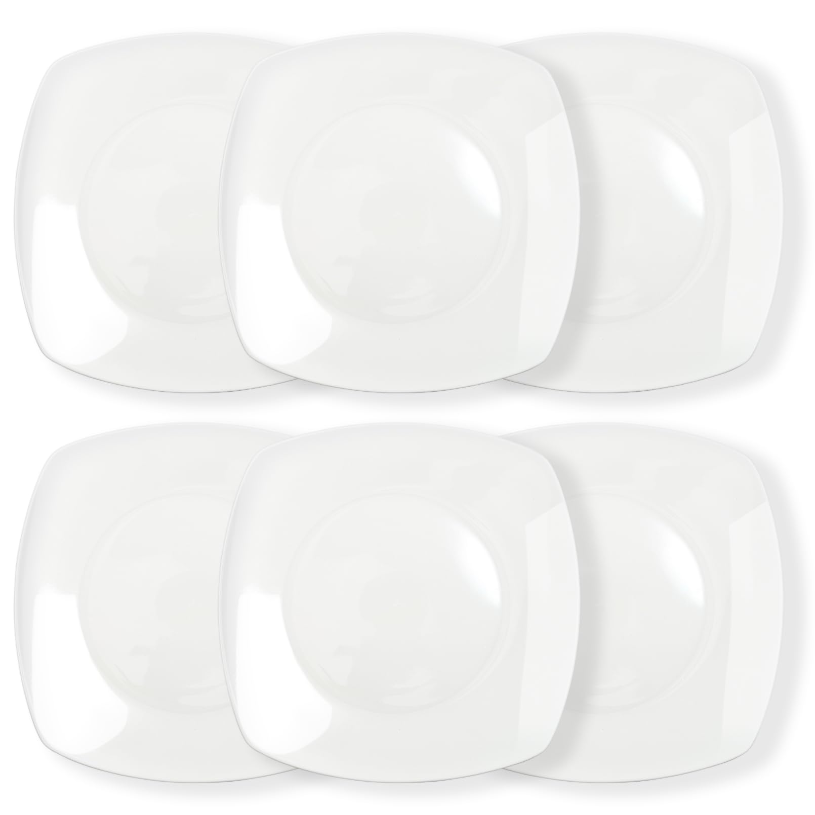 Photo 1 of Blcculi 7.5'' Porcelain Dinner Plates,Set of 6 Square Dinner Plates,Porcelain Dessert Plate,White Square Serving Plate for Salad, Pasta, Steak,Snacks