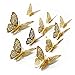 FOMTOR 3D Butterfly Wall Stickers Butterfly Wall Decals for Home Decor DIY Butterflies Fridge Sticker Room Decoration Party Wedding Decor (48 Pcs, Gold)