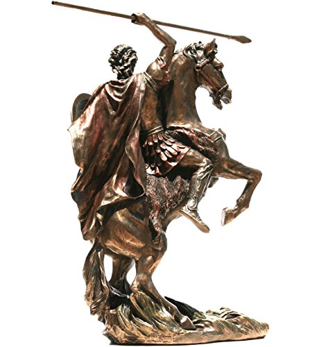 Veronese Alexander The Great on Horse Greek King Warrior Statue Sculpture Figure Bronze Finish 12.4