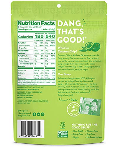 DANG TOASTED COCONUT CHIPS | ORIGINAL | 1 PACK | VEGAN, GLUTEN FREE, NON GMO, HEALTHY SNACKS MADE WITH WHOLE FOODS | 3.17 OZ RESEALABLE BAG