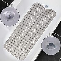 HmiL-U Non Slip Bathtub Mat | 30% Extra Long Bath Mat for tub | Shower Mat |with 200 Suction Cups 16in x 40 in (Clear Grey)