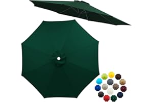 LZXNFZY 6.6ft/7.5ft/9ft/10ft Replacement Umbrella Cover, 6 Ribs 8 Ribs Outdoor Market Table Patio Umbrella Canopy Cover Replacement UV Protective Cloth(Dark Green,9FT(6-Ribs))