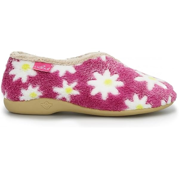 Lunar KLA021 Daisy Print Slippers - Pink Or Blue, Fleece Lined & Padded, Floral All-Over Print | UK Sizes 5-10 - View #5