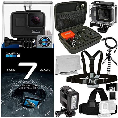 GoPro HERO7 Hero 7 Black 13PC Accessory Bundle - Includes Waterproof Housing for GoPro Hero7 + Head & Chest Strap + 32GB microSD Memory Card + More