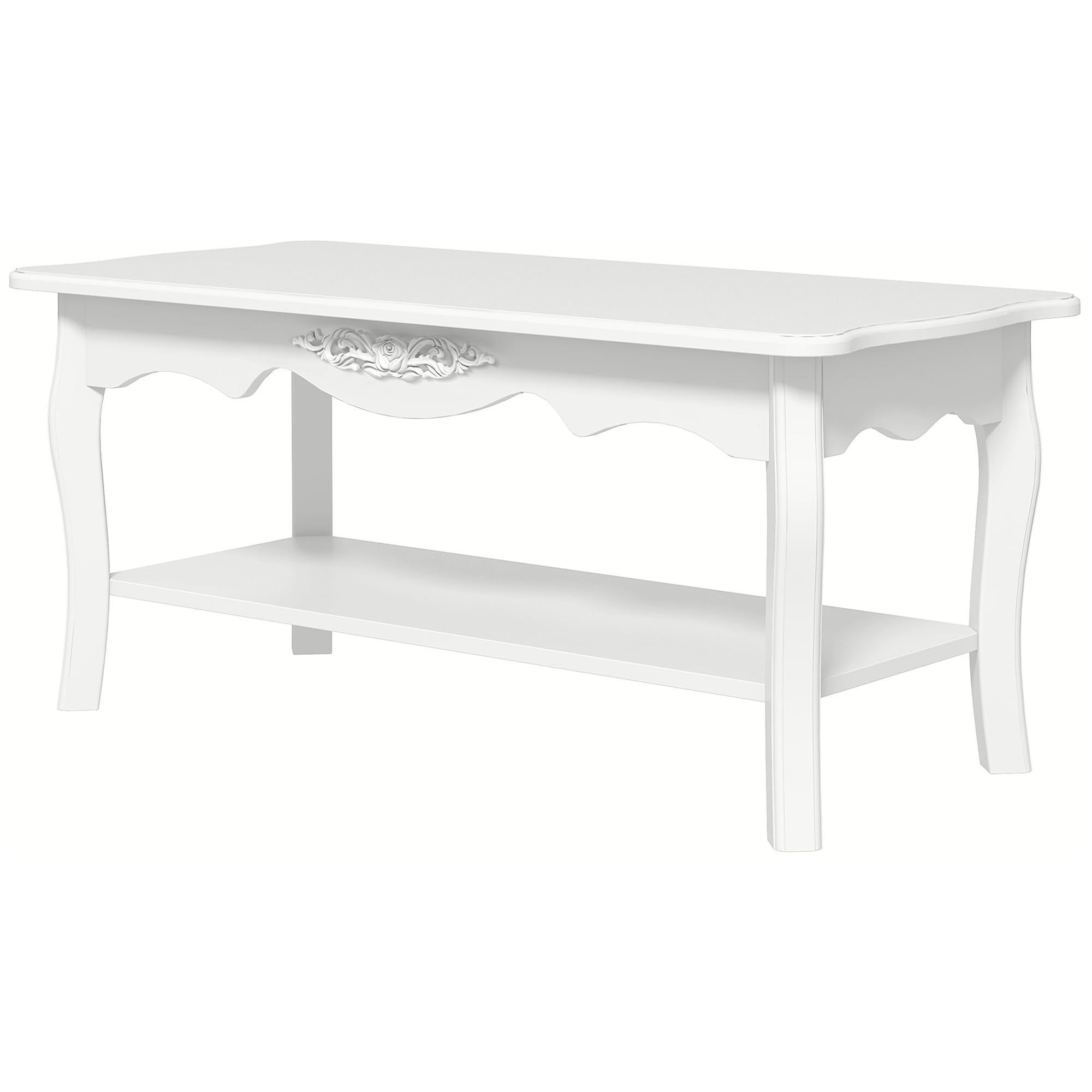 HOMCOM Coffee Tea Table Modern Living Room Wooden Furniture 2 Layer Design w/Storage Shelf