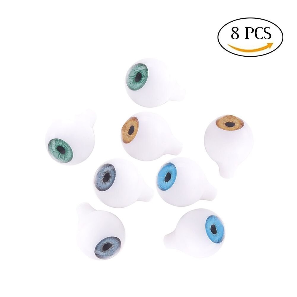 DECORA 8 Pieces Round Acrylic Doll Eyes Eyeballs 14mm