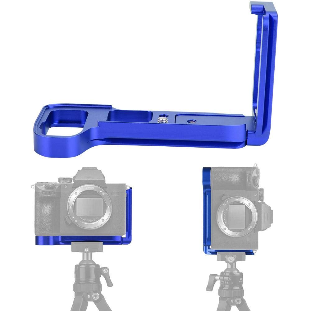 Topiky Camera Quick Release QR L-Shaped Bracket,Durable L Plate Vertical Handle Grip for A7M3/A7R3/A9 Camera with 39mm AS Interface,1/4 Screw Support Arca-Swiss Platform/Tripod/Rail(Blue)