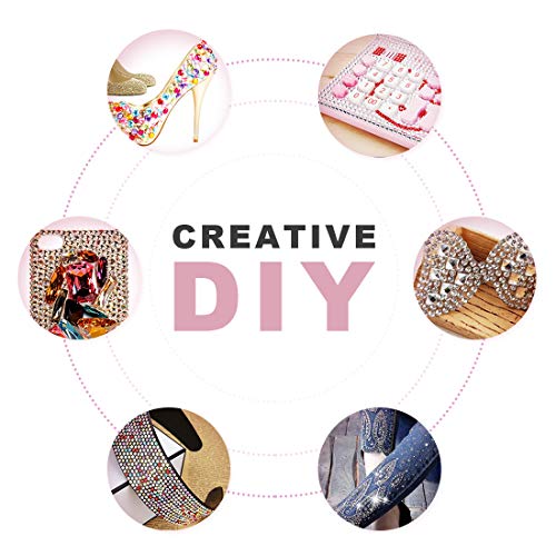 Rhinestone Hotfix Applicator Full Set - DIY Rhinestone Setter Kit Include 7 Different Sizes Tips, Tweezers & Brush Cleaning kit, 2 Pencils, and Hot-Fix Crystal Rhinestones (10 Colors Rhinestone)