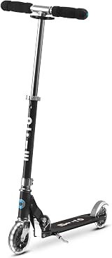 Micro Sprite Classic LED Children's Scooter Black Adjustable Handlebar Foldable