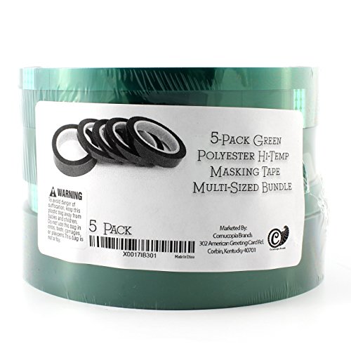 5-Pack-Green-Polyester-Hi-Temp-Masking-Tape-Multi-Sized-Value-Bundle-14-13-12-34-1-Tape-with-Silicone-Adhesive-Ideal-for-Painting-Powder-Coating-Anodizing-Applications
