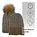Braxton Knit Hat for Women - Fleece Fur Pom Beanie - Winter Merino Wool Ski Cap Dark Coffee