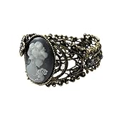 Generic Style Retro Queen Bangle Bracelet Relief Carved Cameo Statue Rhinestones