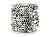 CleverDelights Ball Chain Roll - 30 Feet - Antique Silver (Platinum) Color - 2.4mm Ball - #3 Size 10 Yard