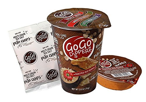 GoGo Dipperz Healthy On-the-Go Roasted Red Pepper Hummus and Multi-Grain Sea Salt Pita Chips - 2.6 oz Combo Packs (Case of 6) - Thumbnail 4