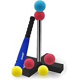 Aoneky Soft Foam T Ball Set for Toddlers 1-3 Years, Mini Baseball Toy with Carry Bag, Safe First Baseball Toy for Boys Girls, Indoor Outdoor Toddler Toys Gifts (Blue)
