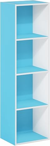 Furinno PASIR 4-Tier Book Shelf Light Blue White 30.5x106.1x23.7 cm view 5
